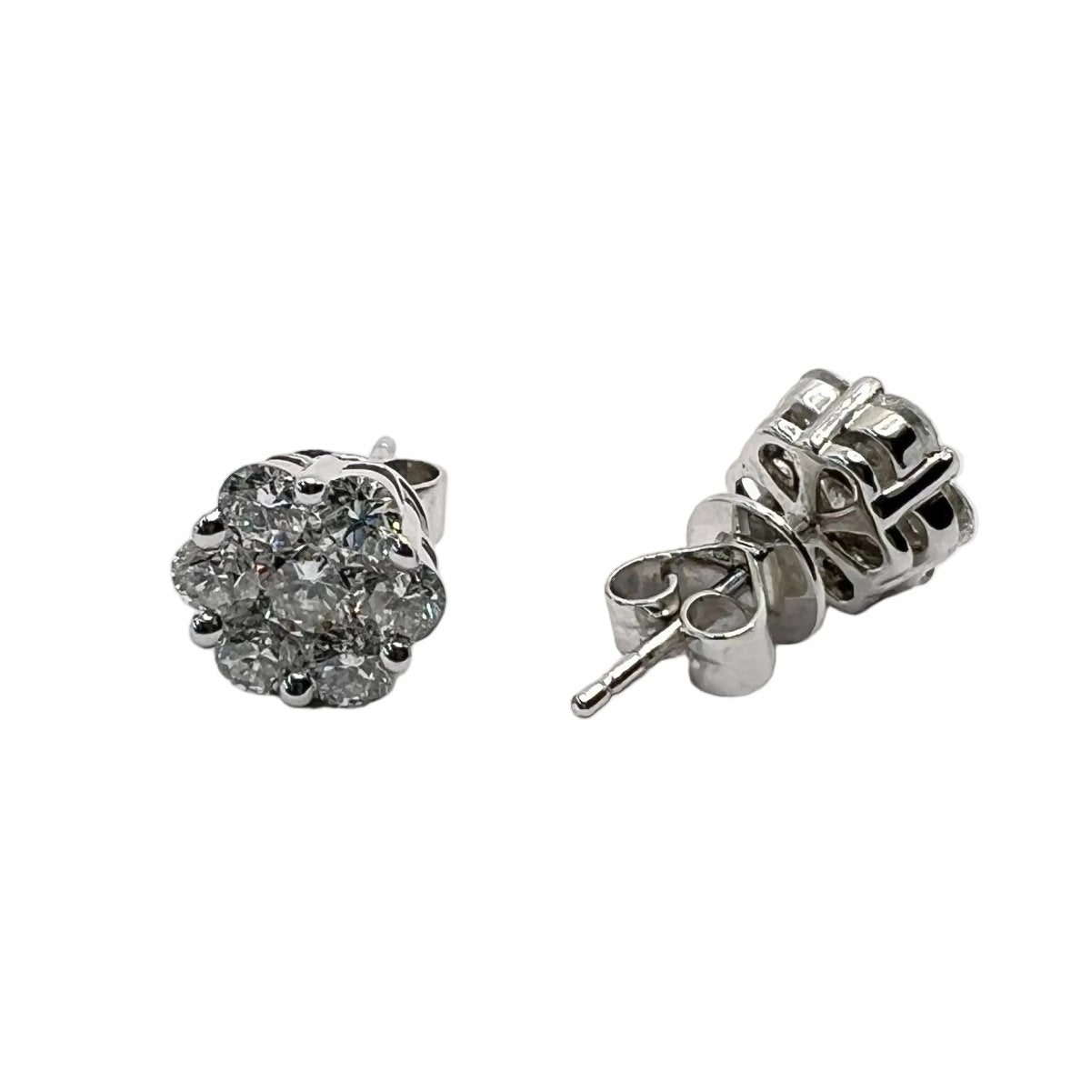 Boucles d'oreilles Puces en orang blanc et diamants - Castafiore