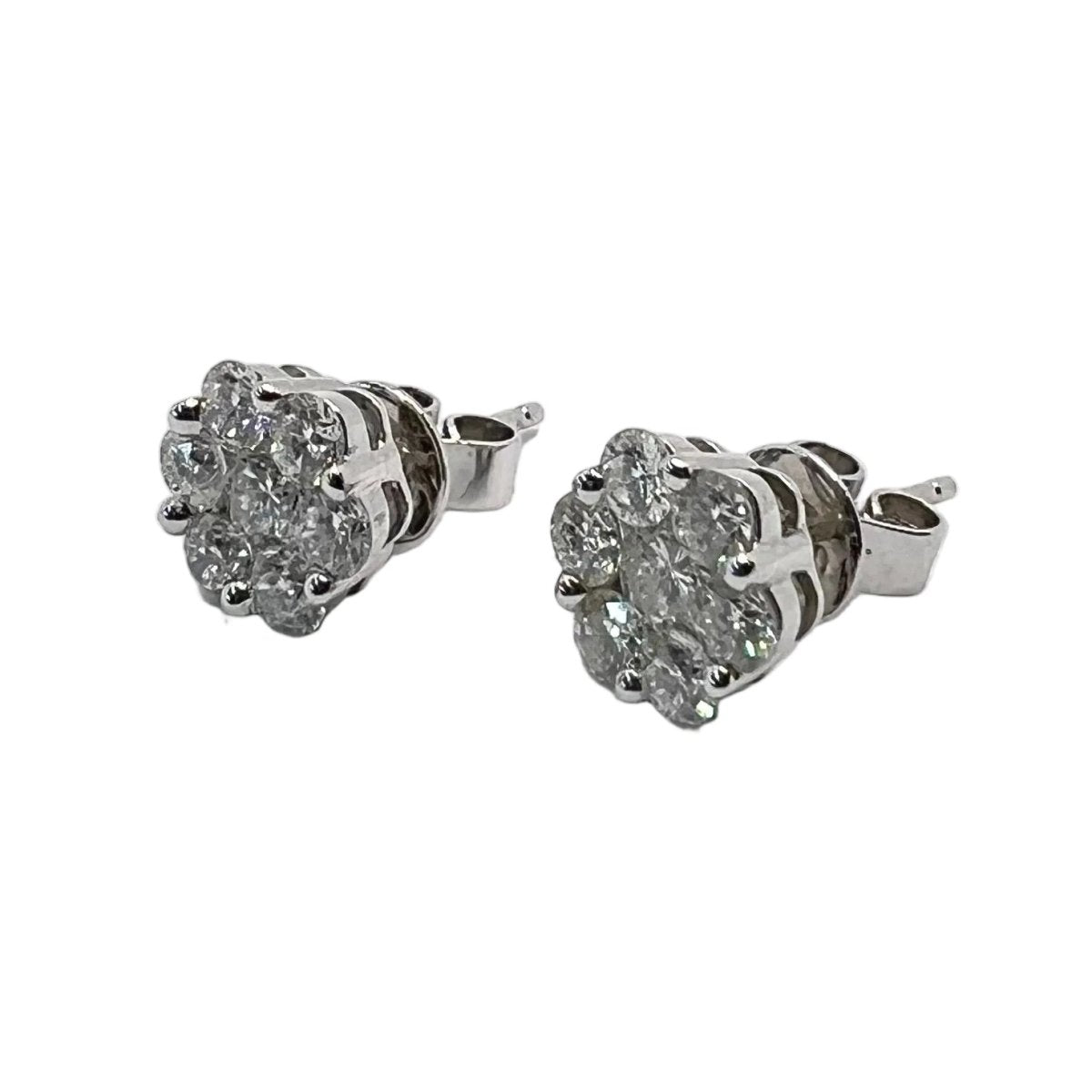 Boucles d'oreilles Puces en orang blanc et diamants - Castafiore