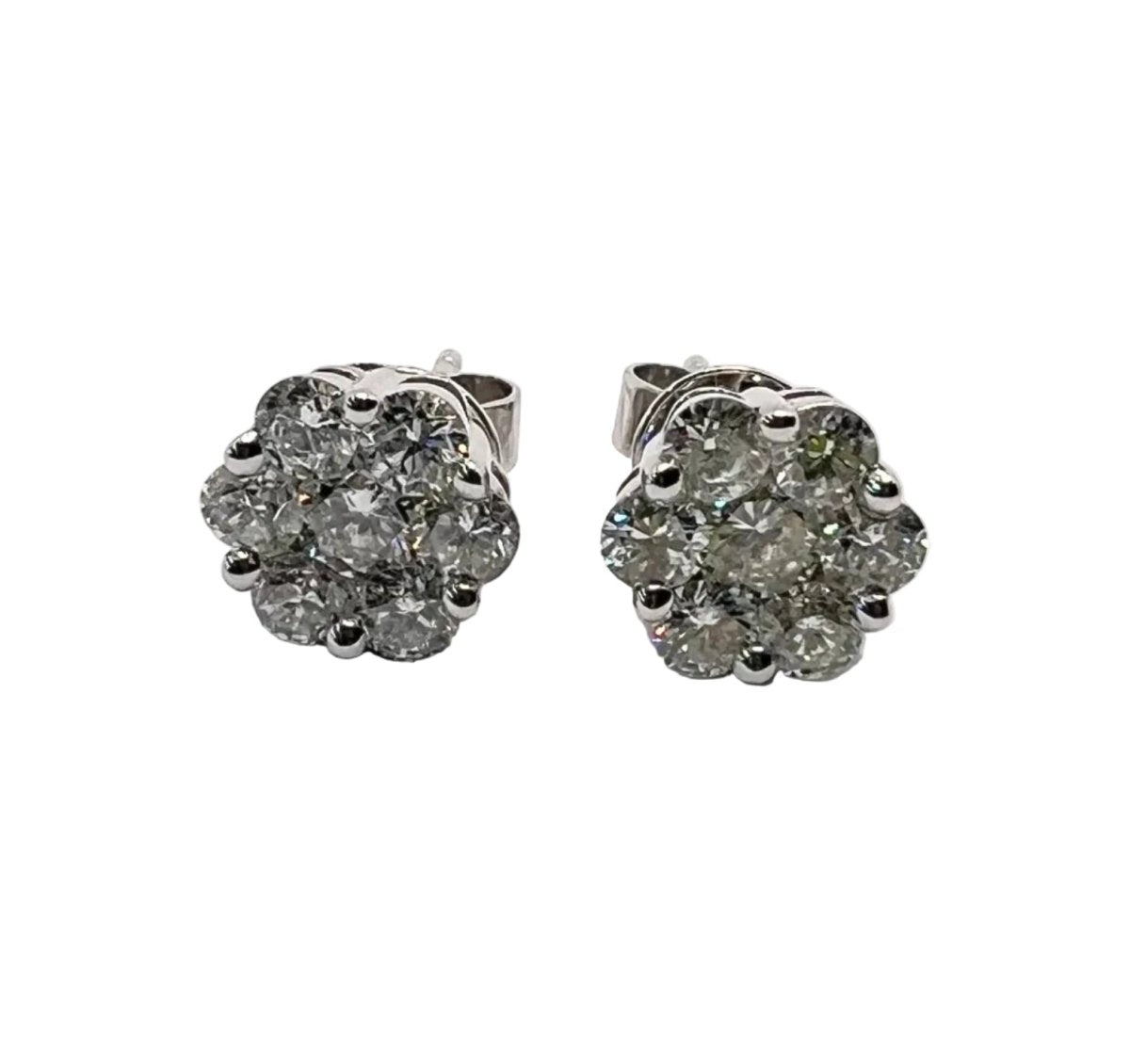 Boucles d'oreilles Puces en orang blanc et diamants - Castafiore