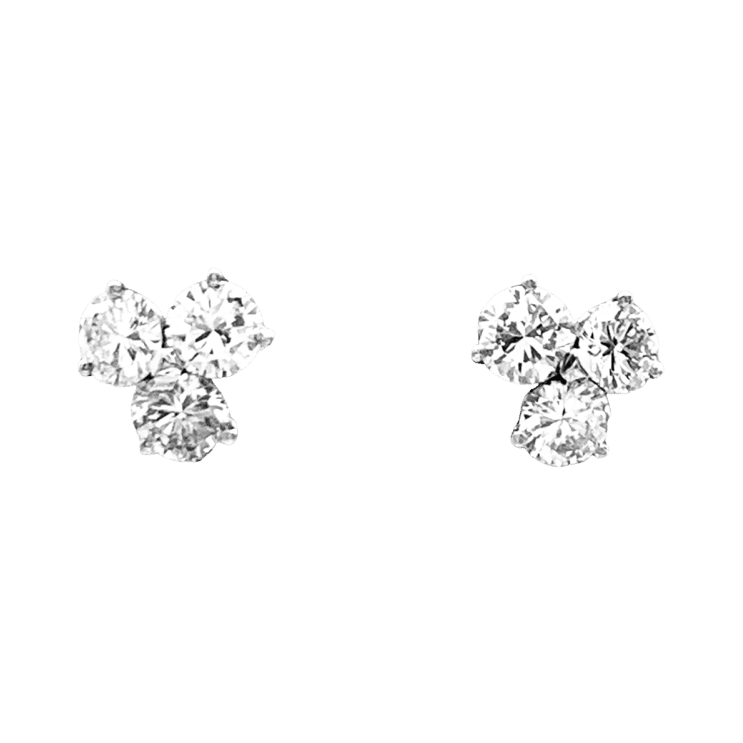 Boucles d'oreilles Puces en platine et diamants - Castafiore