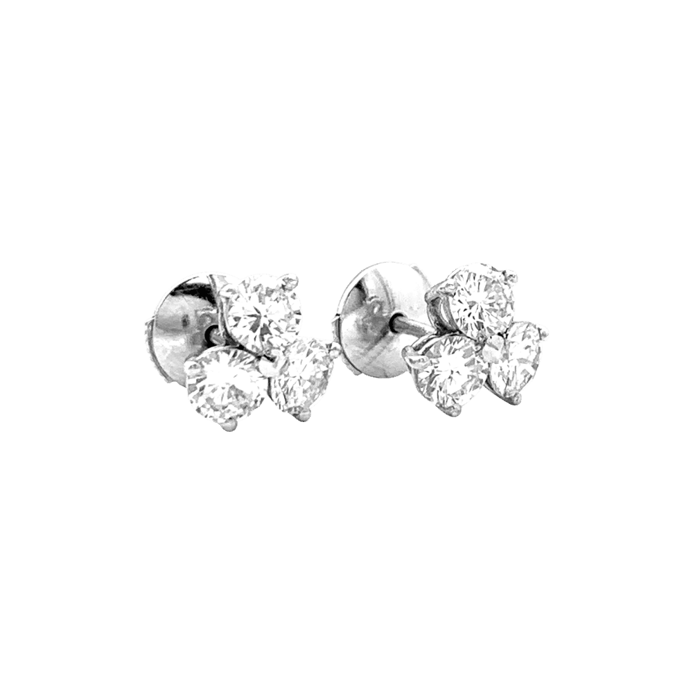 Boucles d'oreilles Puces en platine et diamants - Castafiore