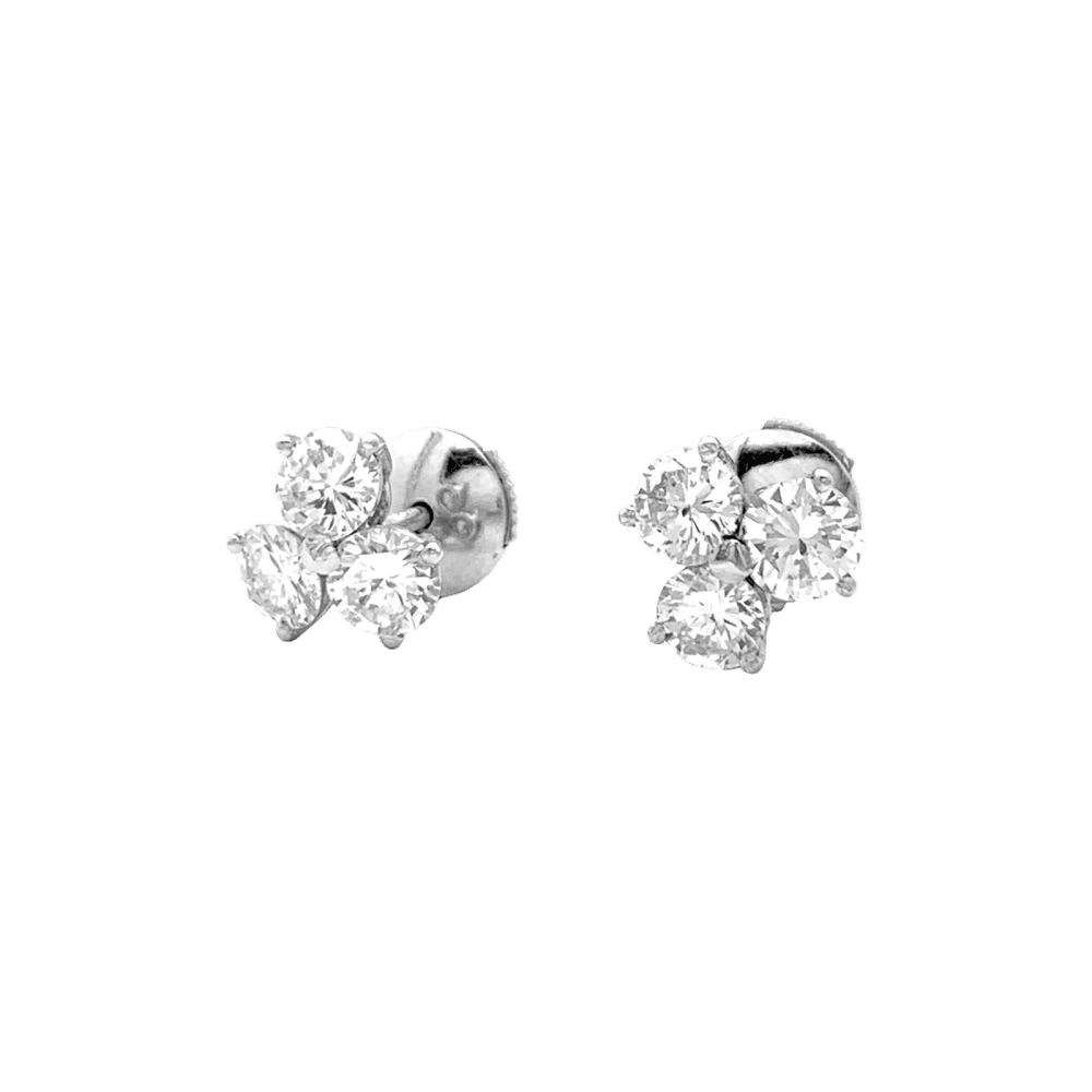 Boucles d'oreilles Puces en platine et diamants - Castafiore