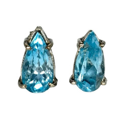 Boucles d'oreilles Puces en platine et topazes - Castafiore