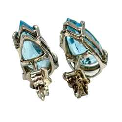 Boucles d'oreilles Puces en platine et topazes - Castafiore