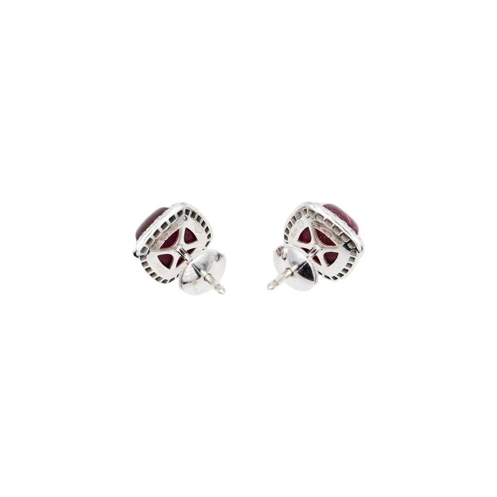 Boucles d'oreilles Puces FRED "Pain de sucre" en or blanc, tourmaline rose et diamants - Castafiore
