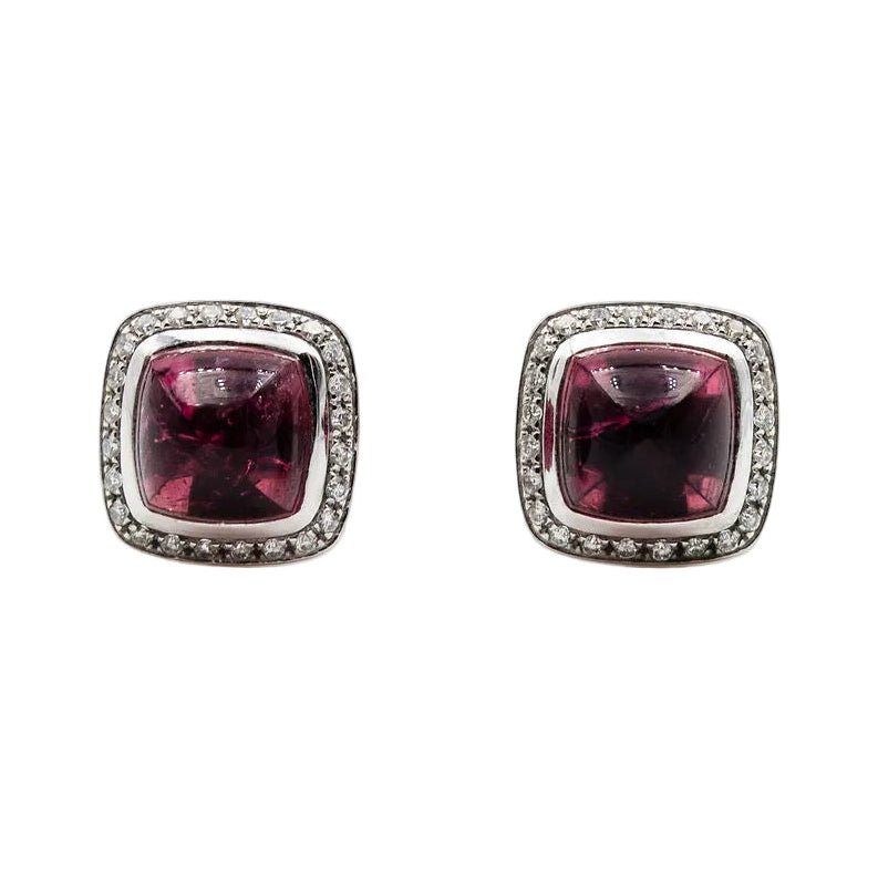 Boucles d'oreilles Puces FRED "Pain de sucre" en or blanc, tourmaline rose et diamants - Castafiore