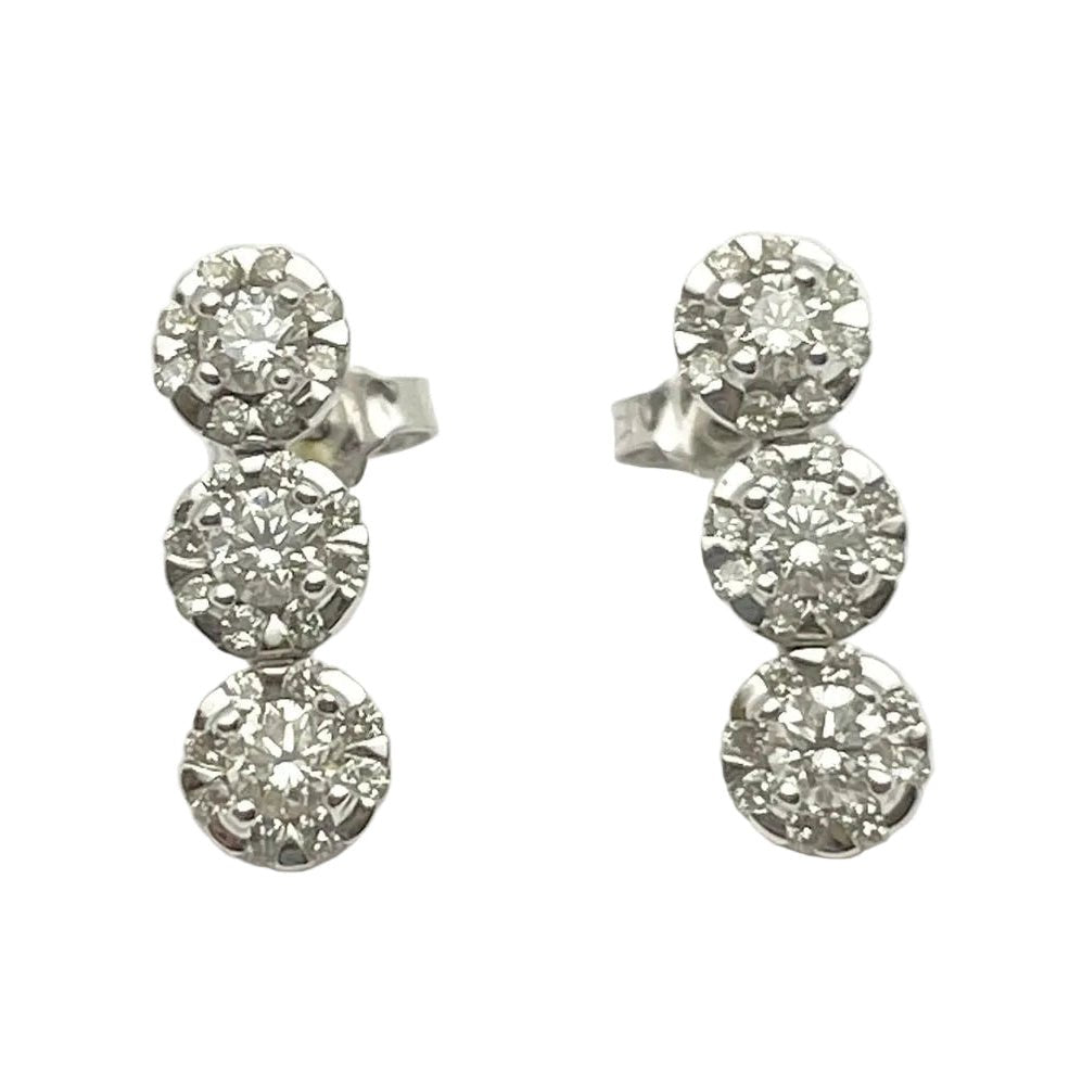 Boucles d'oreilles Puces GIORGIO VISCONTI en or blanc et diamants - Castafiore