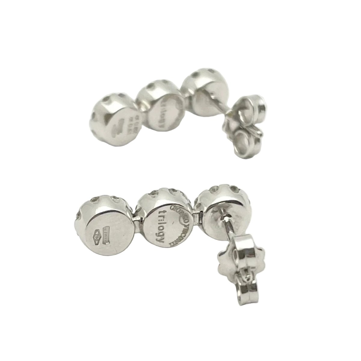 Boucles d'oreilles Puces GIORGIO VISCONTI en or blanc et diamants - Castafiore