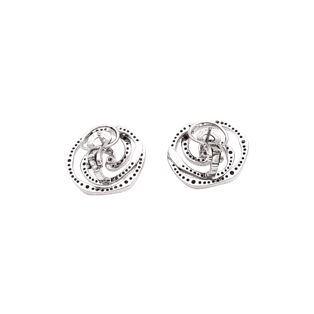 Boucles d'oreilles Puces GIOVANNI FERRARIS en or blanc, rubis et diamants - Castafiore