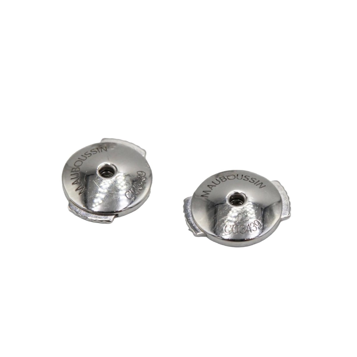 Boucles d'oreilles Puces MAUBOUSSIN "Mon premier pas d'amour" en or blanc et diamants - Castafiore
