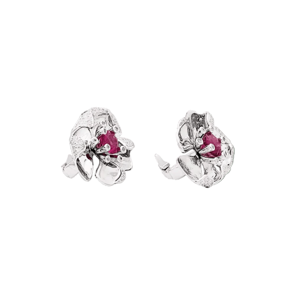 Boucles d'oreilles Puces MELLERIO en or blanc, tourmalines, et diamants - Castafiore