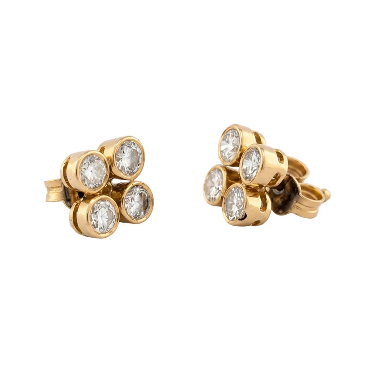 Boucles d'oreilles Puces O.J Perrin en or jaune et diamants - Castafiore
