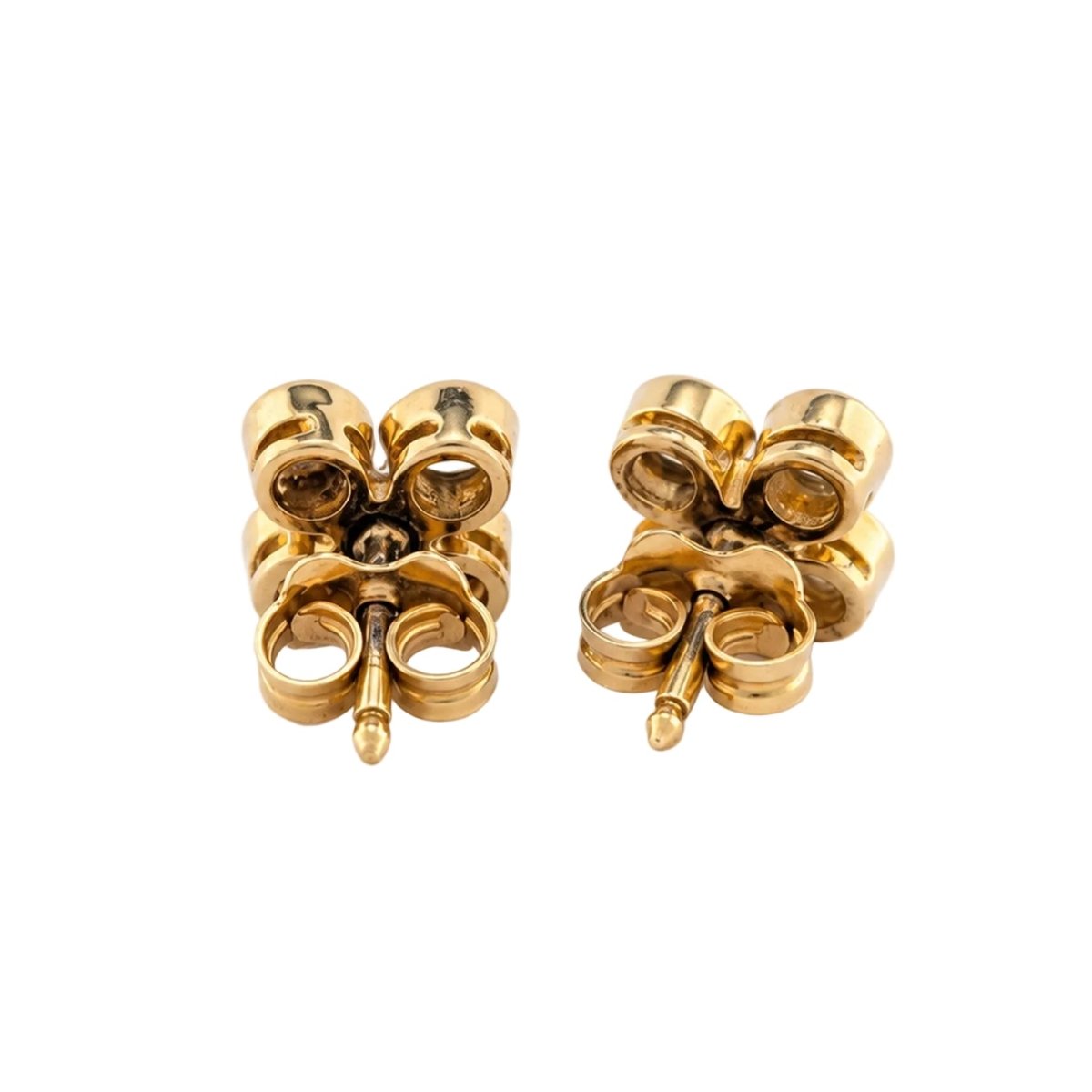 Boucles d'oreilles Puces O.J Perrin en or jaune et diamants - Castafiore