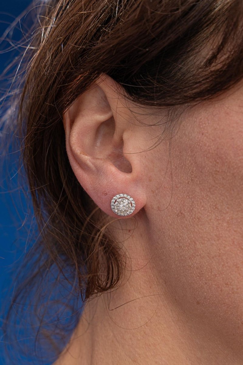 Boucles d'oreilles Puces Or blanc Diamant - Castafiore
