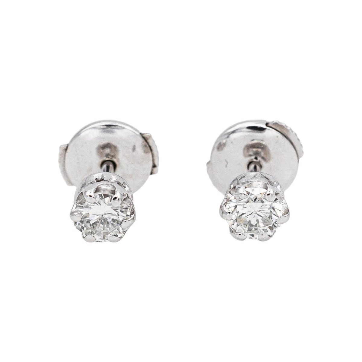 Boucles d'oreilles Puces Or blanc Diamant - Castafiore