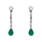 Boucles d'oreilles Puces Or blanc Emeraude - Castafiore