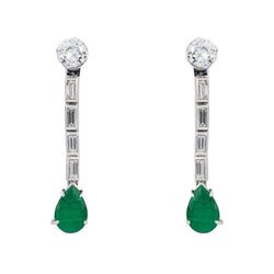 Boucles d'oreilles Puces Or blanc Emeraude - Castafiore