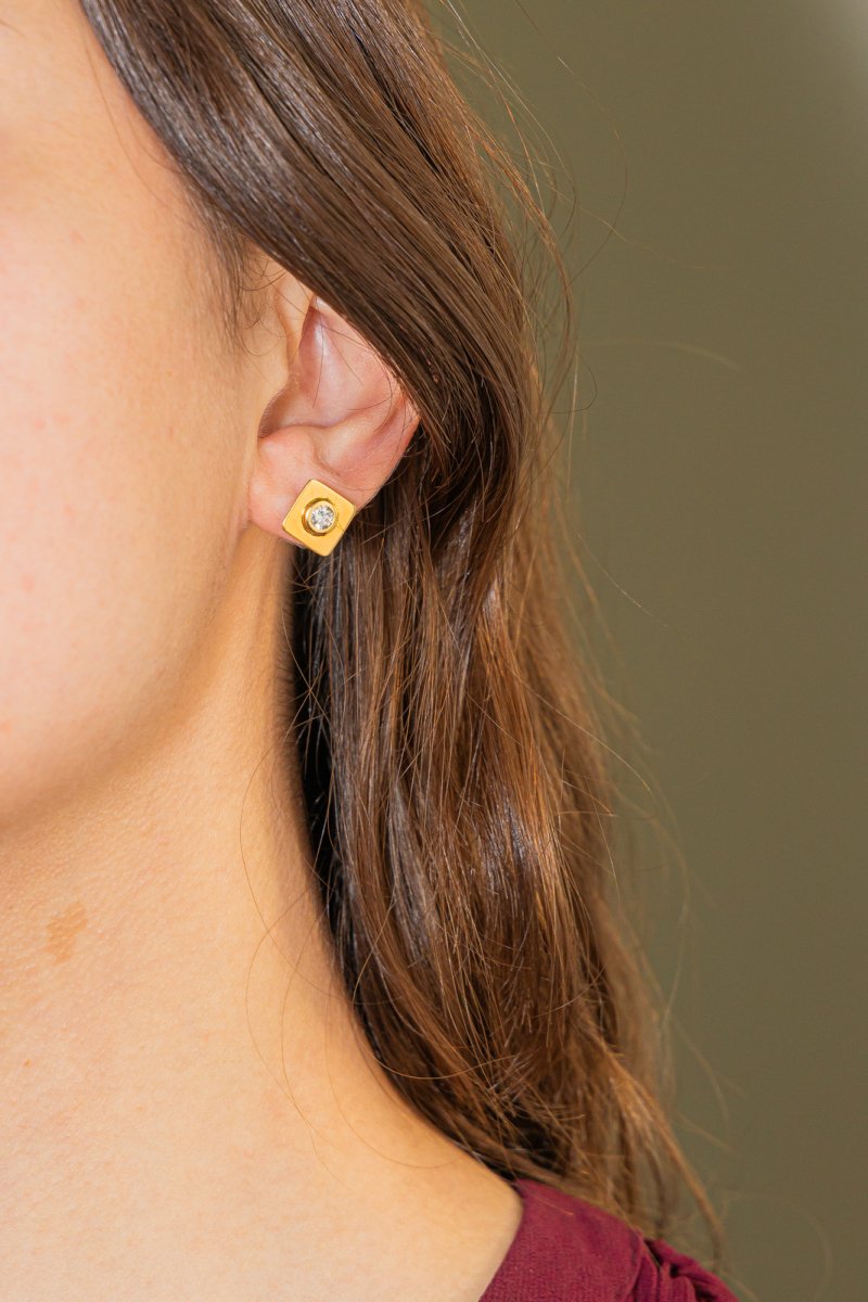 Boucles d'oreilles Puces Or jaune Diamant - Castafiore