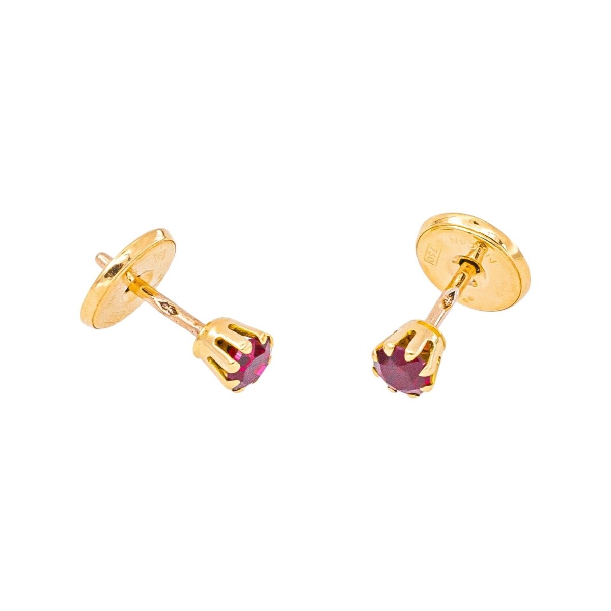 Boucles d'oreilles Puces Or jaune Rubis - Castafiore