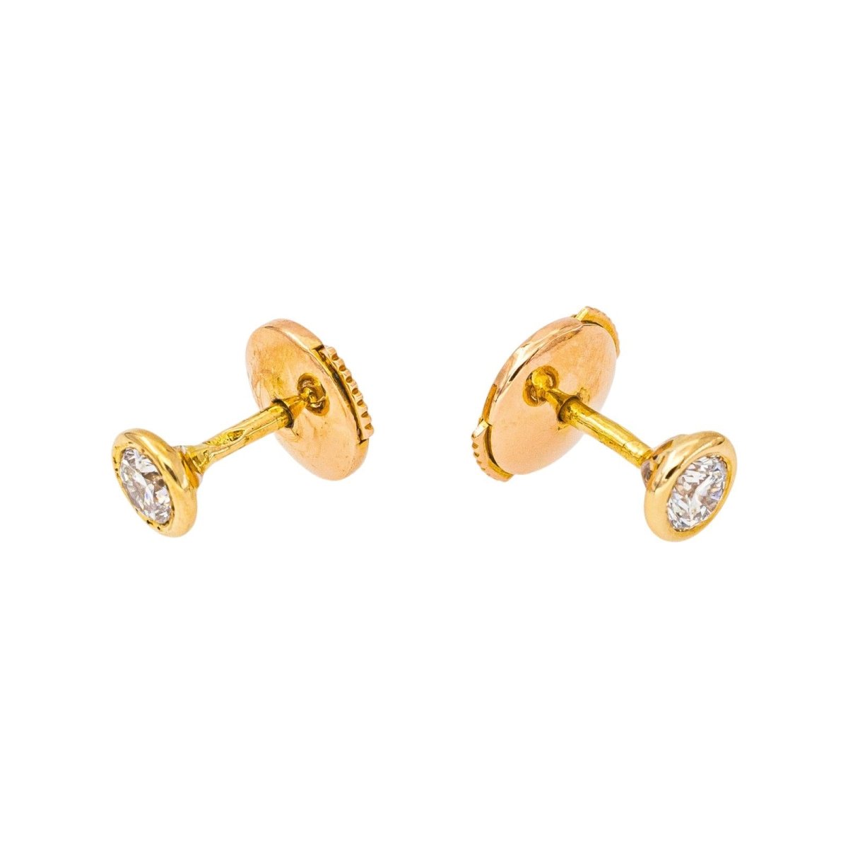 Boucles d'oreilles Puces Or rose Diamant - Castafiore
