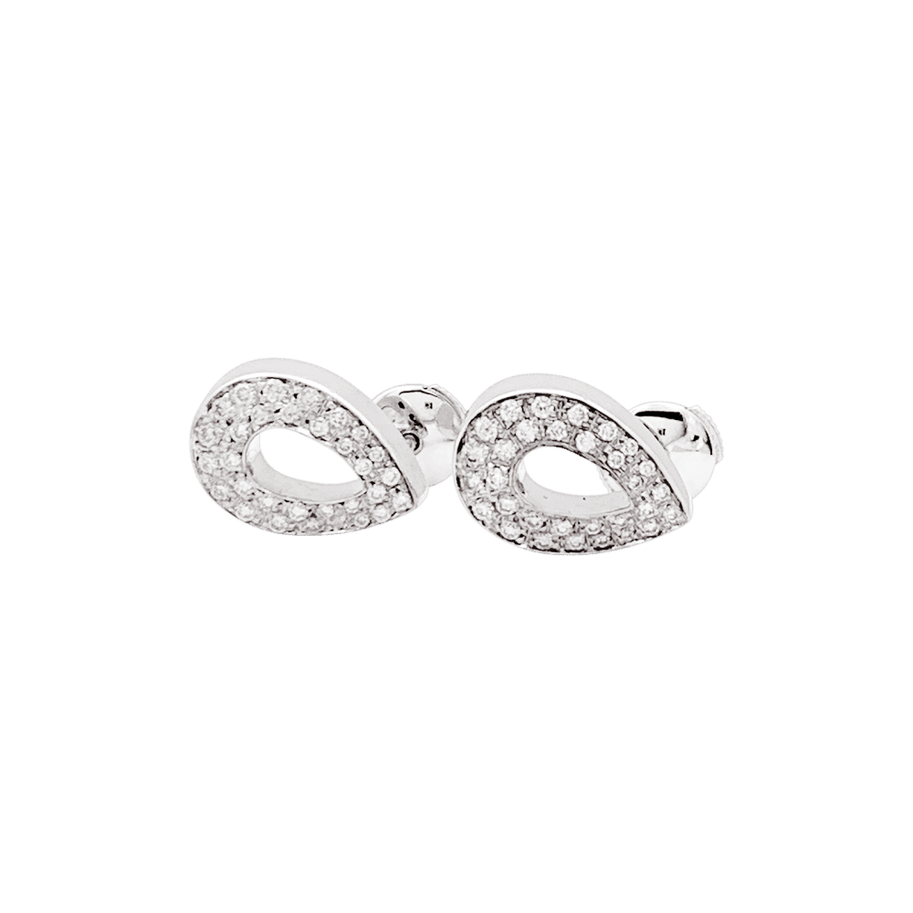 Boucles d'oreilles Puces PIAGET en or blanc et diamants - Castafiore