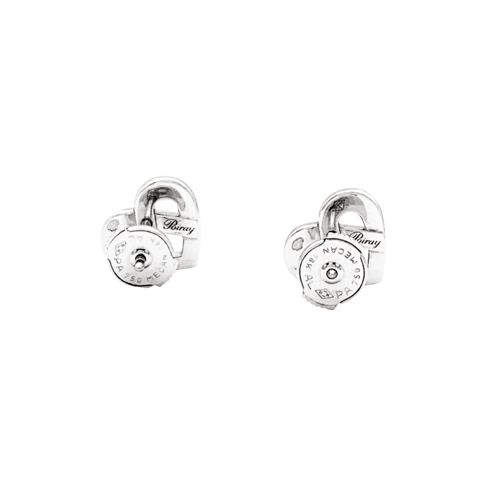 Boucles d'oreilles Puces POIRAY "Coeur Entrelacé" en or blanc - Castafiore