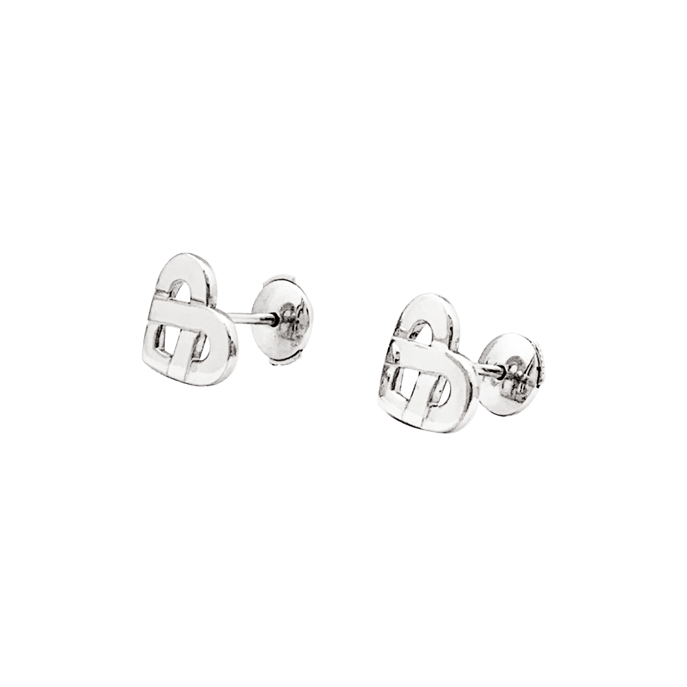 Boucles d'oreilles Puces POIRAY "Coeur Entrelacé" en or blanc - Castafiore