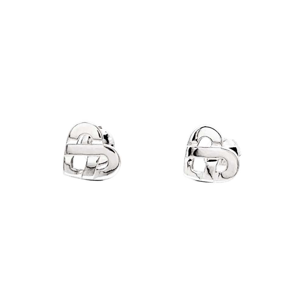 Boucles d'oreilles Puces POIRAY "Coeur Entrelacé" en or blanc - Castafiore