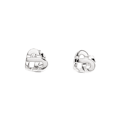 Boucles d'oreilles Puces POIRAY "Coeur Entrelacé" en or blanc - Castafiore