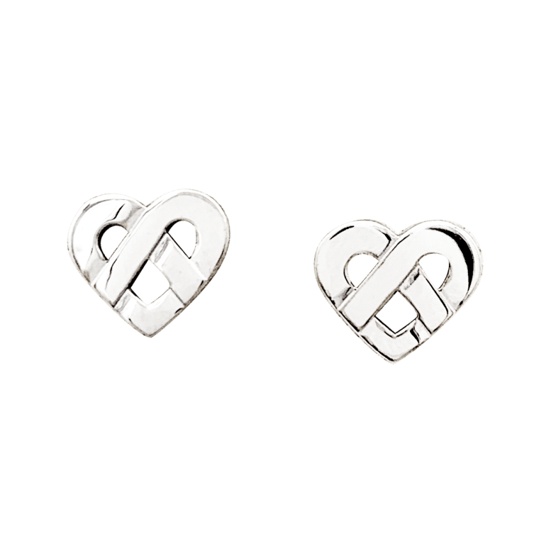 Boucles d'oreilles Puces POIRAY "Coeur Entrelacé" en or blanc - Castafiore