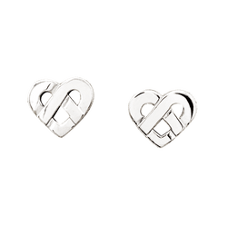 Boucles d'oreilles Puces POIRAY "Coeur Entrelacé" en or blanc - Castafiore