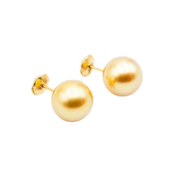 Boucles d'oreilles Puces TASAKI en or jaune et perles - Castafiore