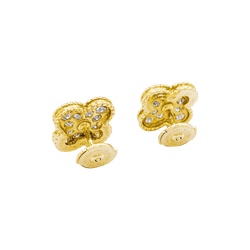 Boucles d'oreilles Puces VAN CLEEF & ARPELS "Alhambra" en or jaune et diamants - Castafiore