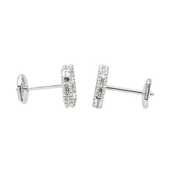 Boucles d'oreilles Puces VAN CLEEF & ARPELS "Sweet Alhambra" en or blanc et diamants - Castafiore