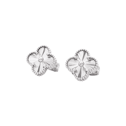 Boucles d'oreilles Puces VAN CLEEF & ARPELS "Vintage Alhambra" en or blanc - Castafiore