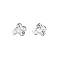 Boucles d'oreilles Puces VAN CLEEF & ARPELS "Vintage Alhambra" en or blanc - Castafiore