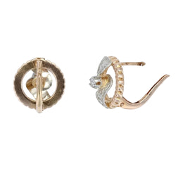 Boucles d'oreilles RÉTRO Anciennes en or rose et blanc avec diamants - Castafiore