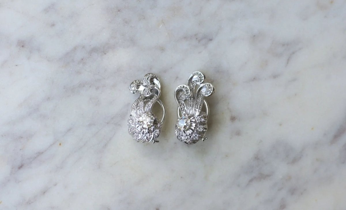 Boucles d'Oreilles Retro Diamants 1.55 Cts - Castafiore