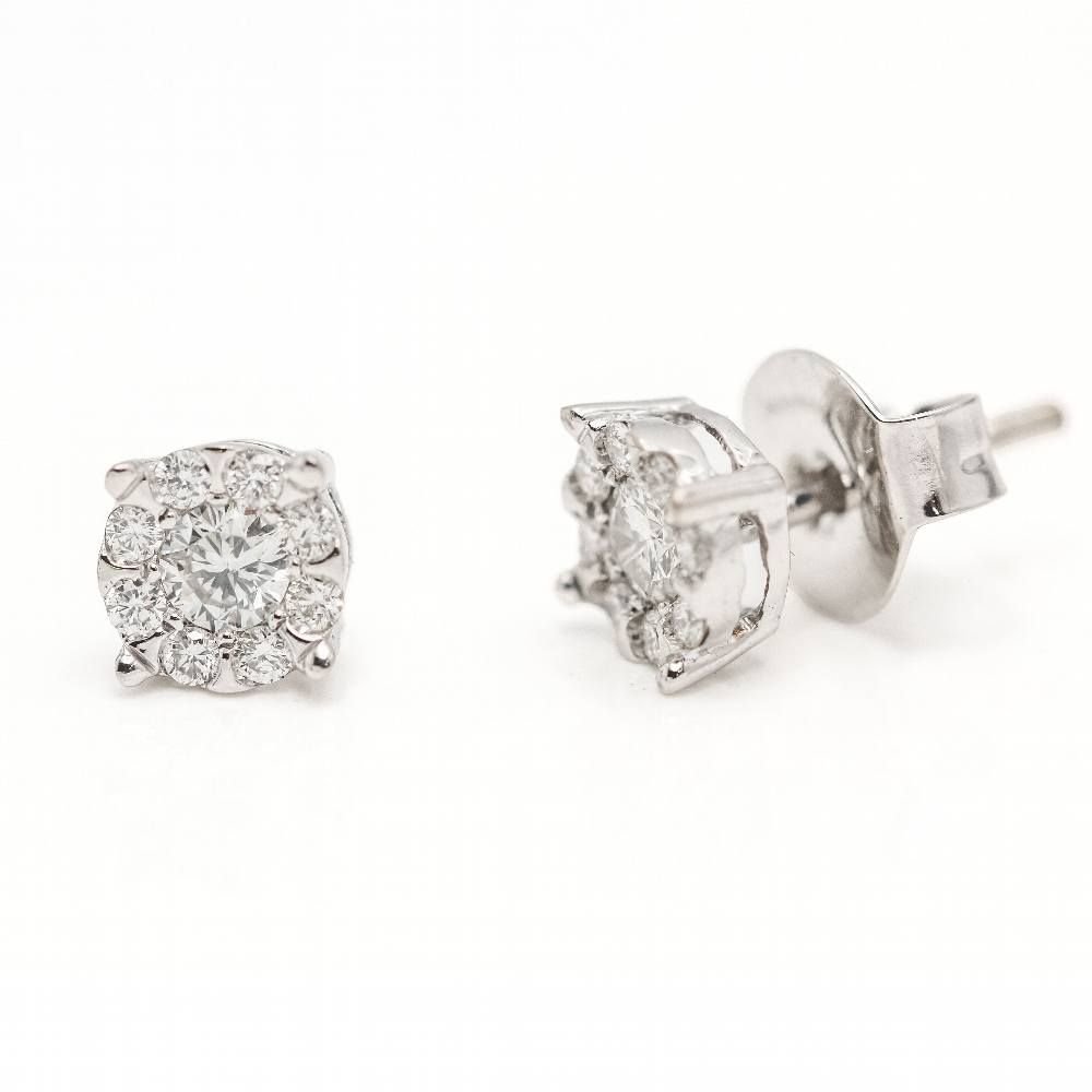 Boucles d'oreilles Rosette en or et diamants - Castafiore