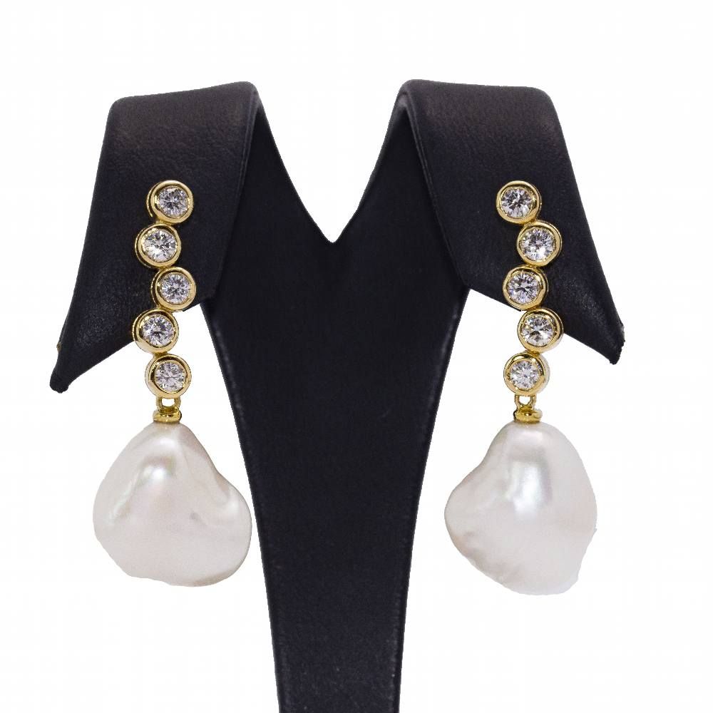 Boucles d'oreilles STILL avec perles et diamants - Castafiore