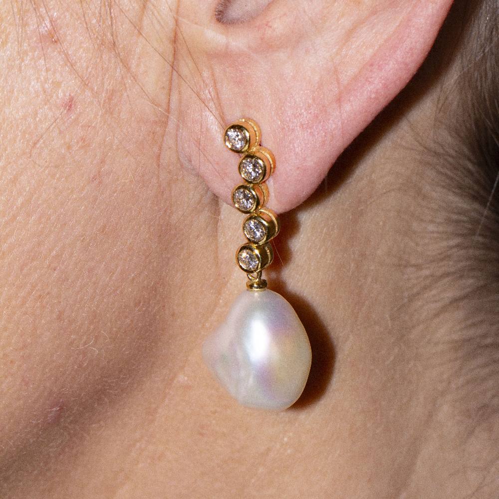 Boucles d'oreilles STILL avec perles et diamants - Castafiore
