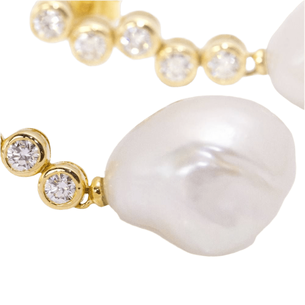 Boucles d'oreilles STILL en or jaune, perles et diamants - Castafiore