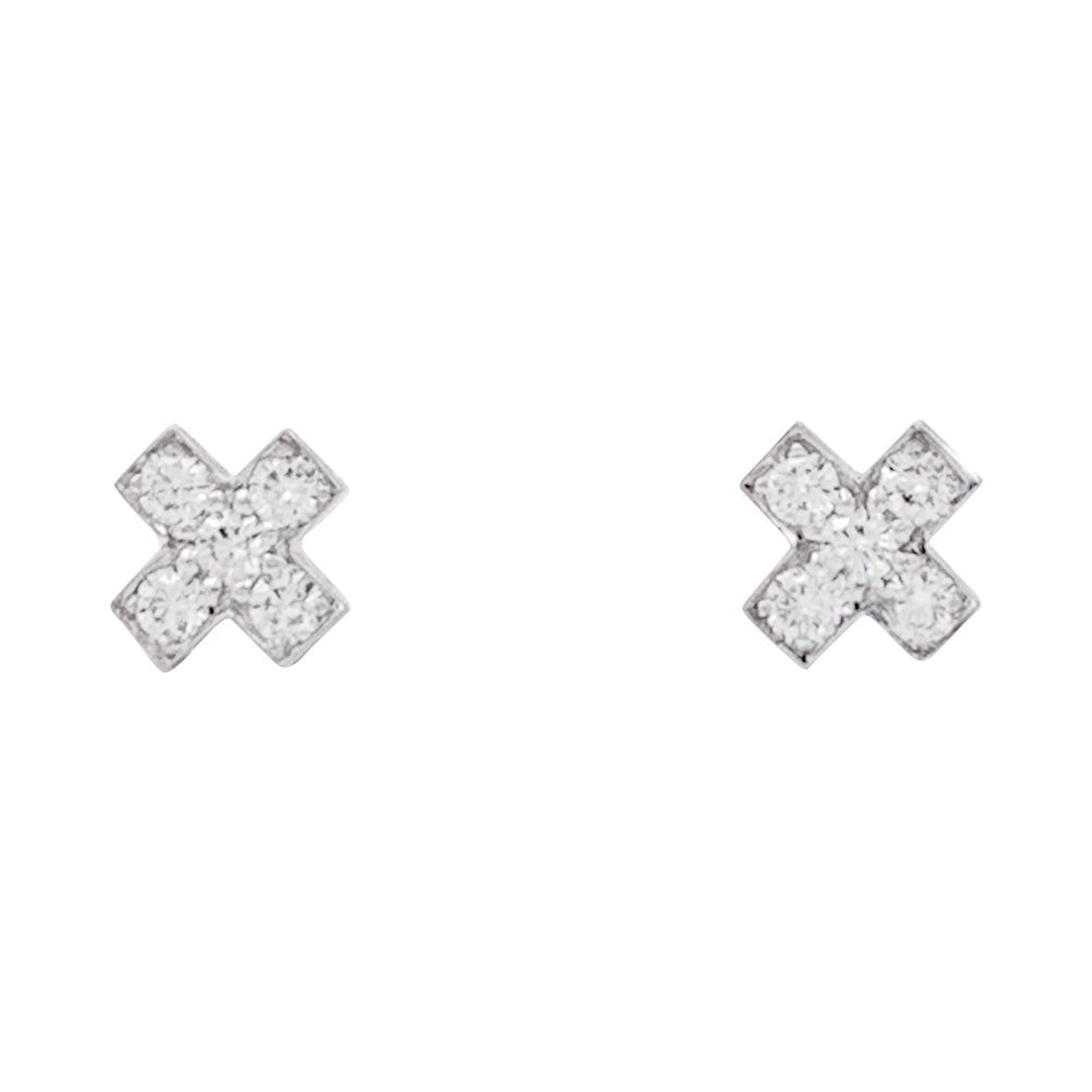 Boucles d'oreilles TIFFANY & CO., "Croix" en platine et diamants - Castafiore