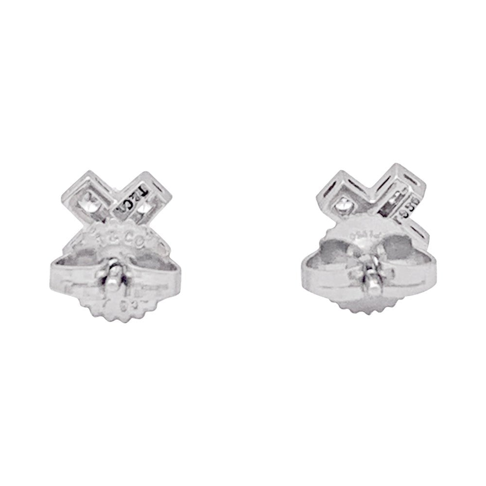 Boucles d'oreilles TIFFANY & CO., "Croix" en platine et diamants - Castafiore