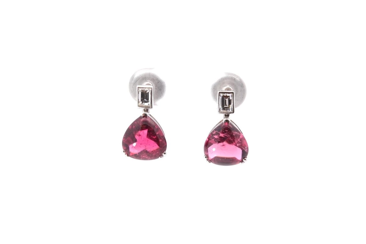 Boucles d'oreilles tourmalines et diamants en or blanc - Castafiore