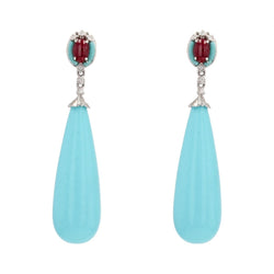 Boucles d'oreilles TURQUOISE Longilignes en or blanc - Castafiore