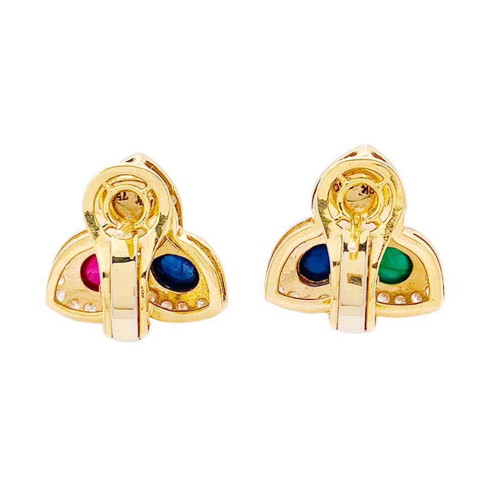 Boucles d'oreilles "Tutti Frutti" or jaune, éméraude, rubis, saphir et diamants - Castafiore