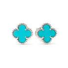 Boucles d’oreilles Van Cleef & Arpels Sweet Alhambra turquoise en or blanc - Castafiore