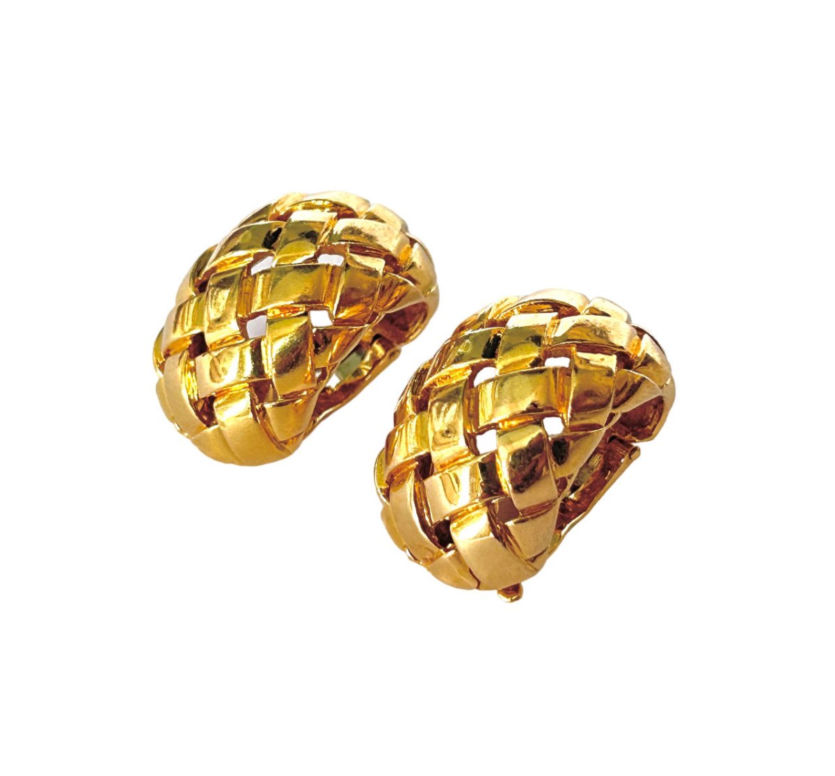 Boucles d'oreilles VAN CLEEF & ARPELS "vannerie" en or jaune - Castafiore