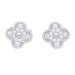 Boucles d'oreilles Van Cleef & Arpels "Vintage Alhambra" en or blanc et diamant - Castafiore
